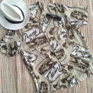 Vintage Panama Jack Rum Island Camp Shirt LG